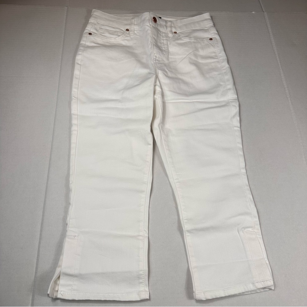 NWOT Isaac Mizrahi Live Reg TRUE DENIM Capri Jeans w/ Hardware White Size 4
